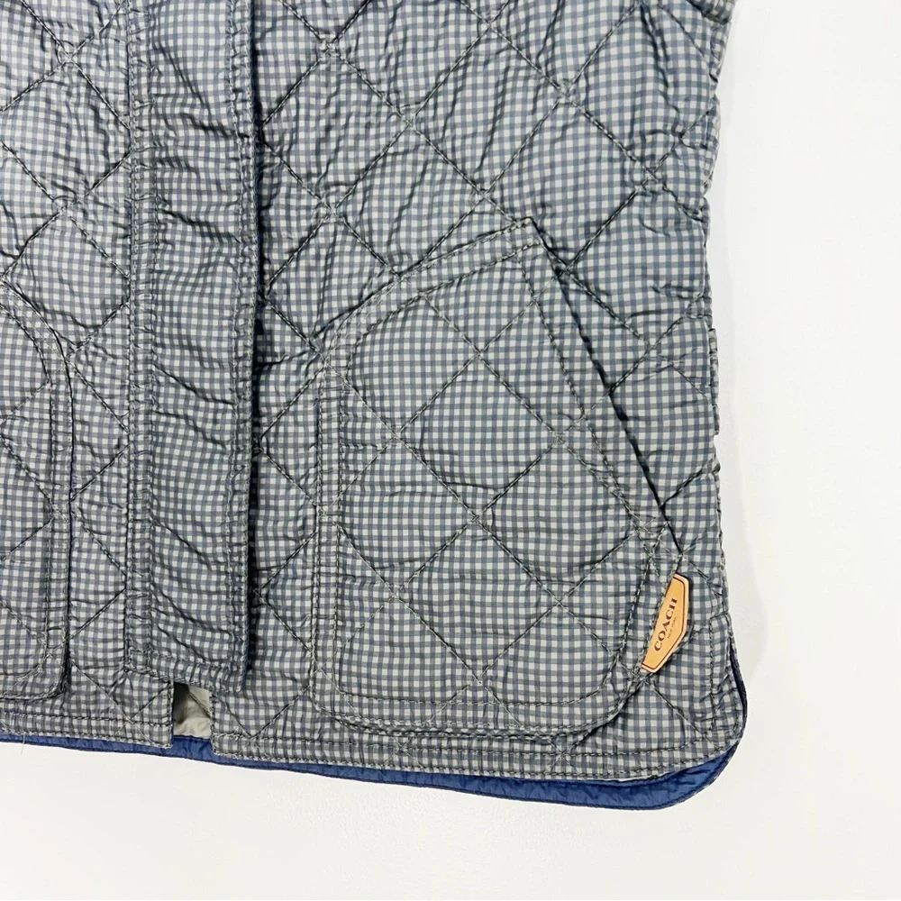 Coach Quilted Gingham Vest in Loden Navy Size Small